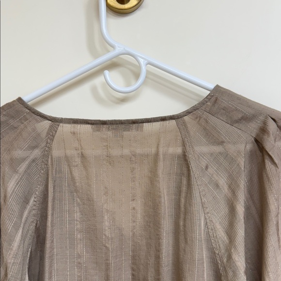 LOFT Taupe Blouse with Tie Neck - Picture 12 of 12